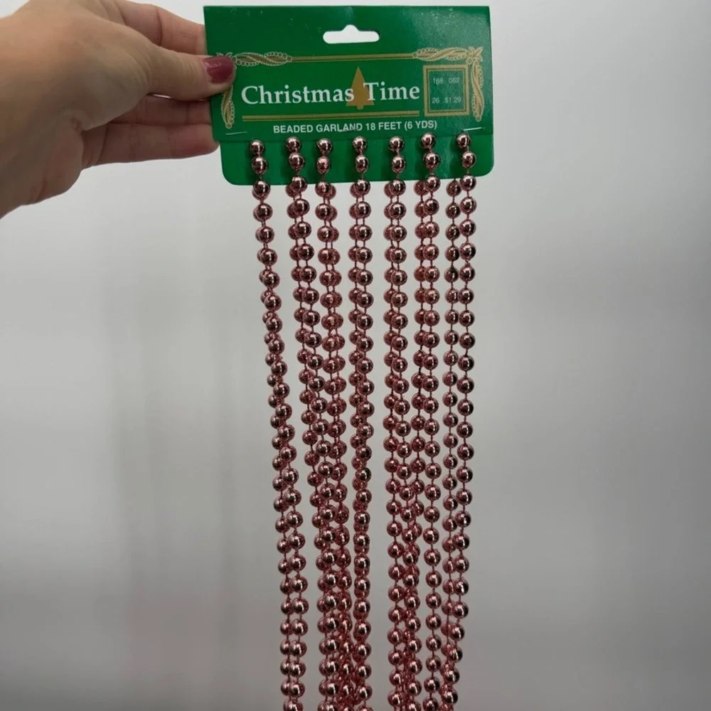 Beaded Garland Strands VTG Pink Metallic VTG Christmas Time Holiday Mixed LOT